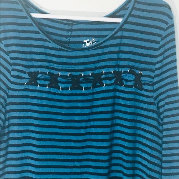 Justice Long sleeved blue and black pinstripe top - Picture 2 of 5